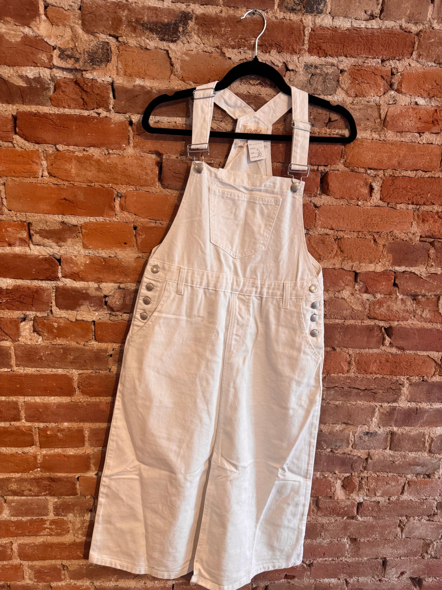 White Denim Overall Midi Dress