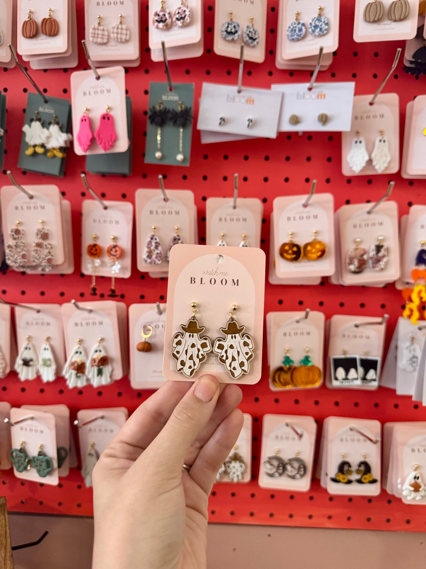 Wooden Cow Ghost Dangles