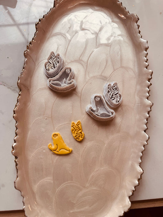 Frog with Monarch Wings Mirrored Clay Cutter Set