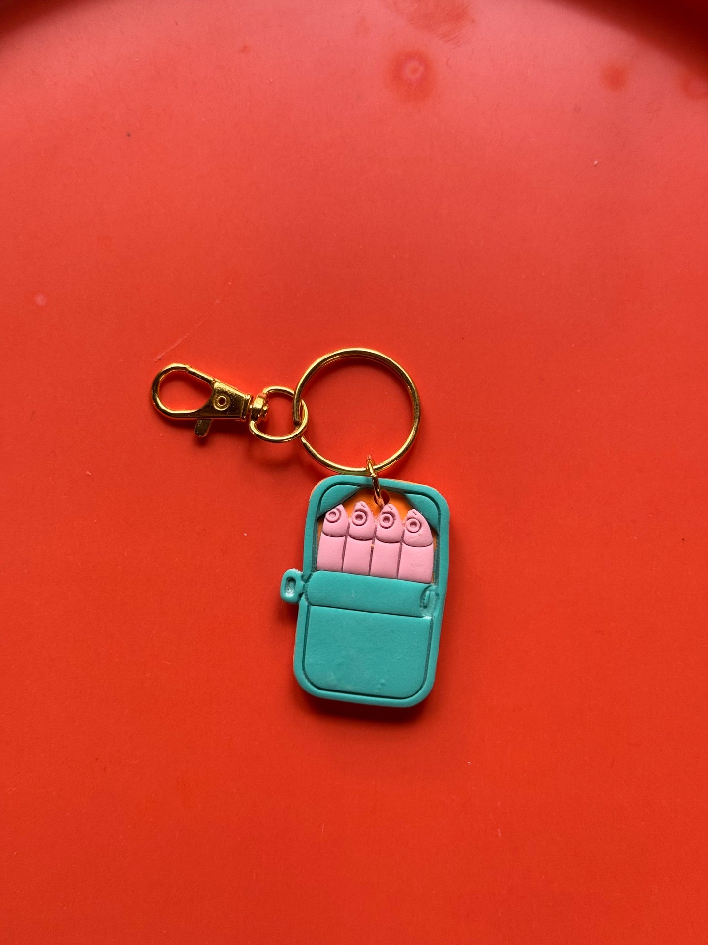 Sardine Can Polymer Clay Keychain