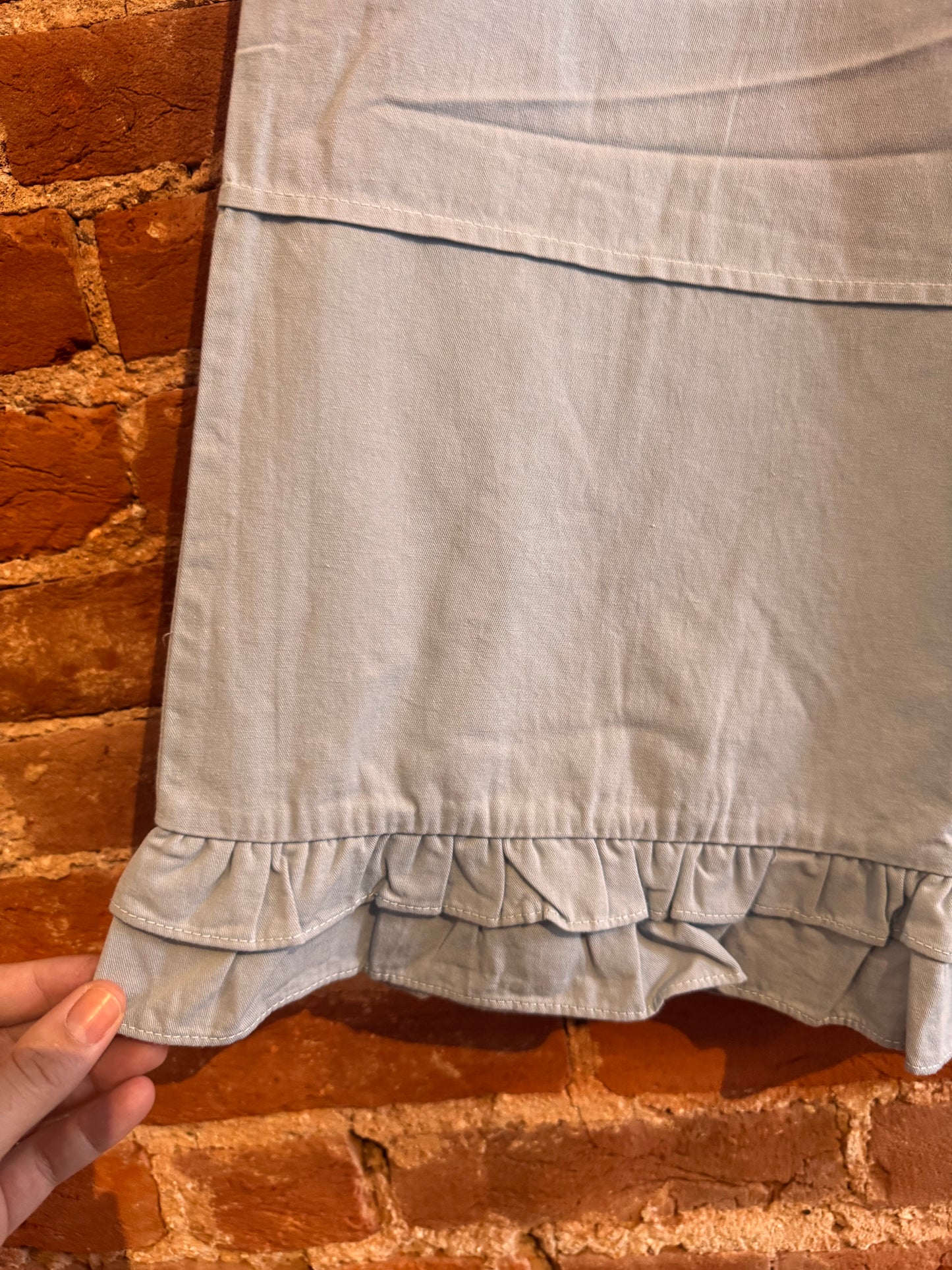 Light Blue Denim Ruffle Pants