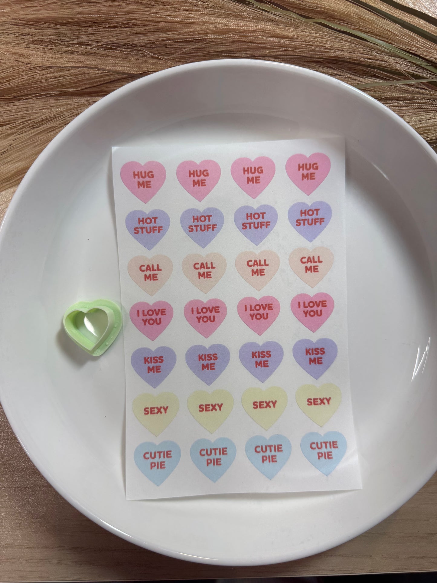 Clay Transfer Conversations Hearts Dangles