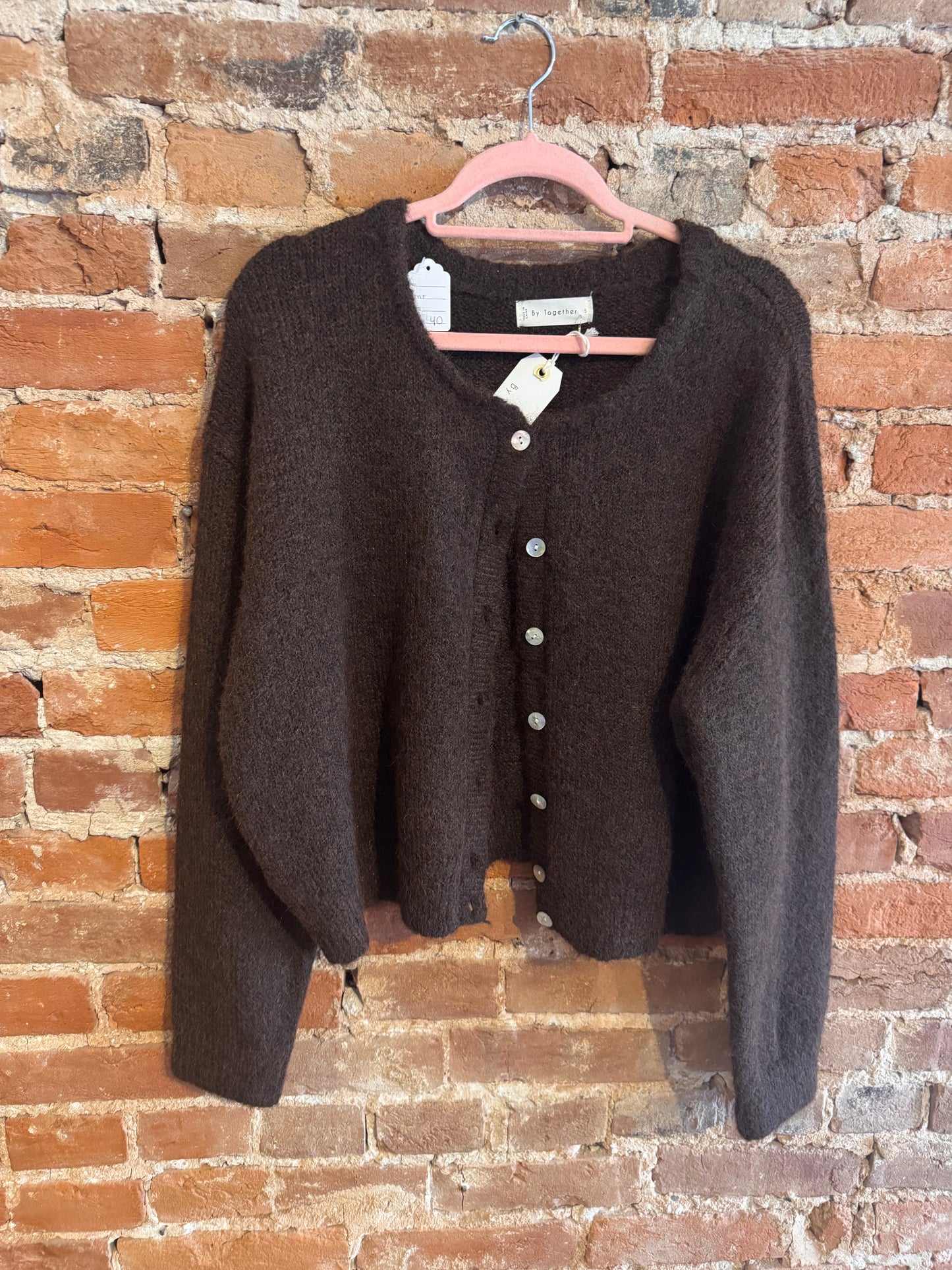 Brown Wool Button Cardigan