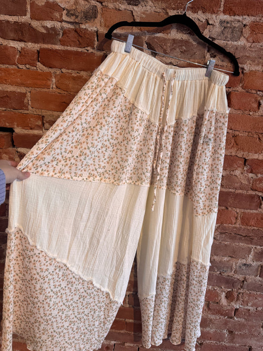 Cotton Floral Wide Leg Pants