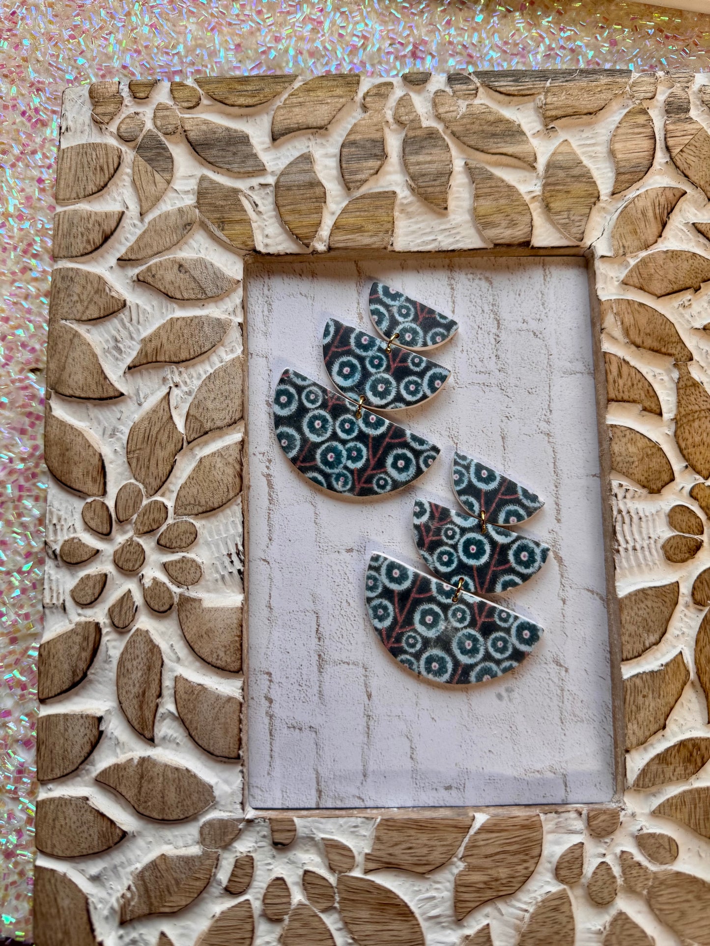 Blue Floral Statement Earrings