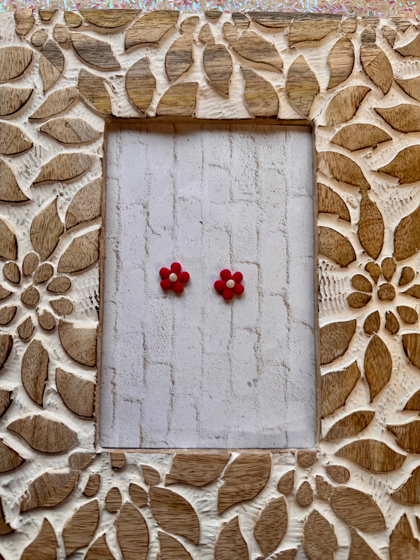 Red Flower Studs