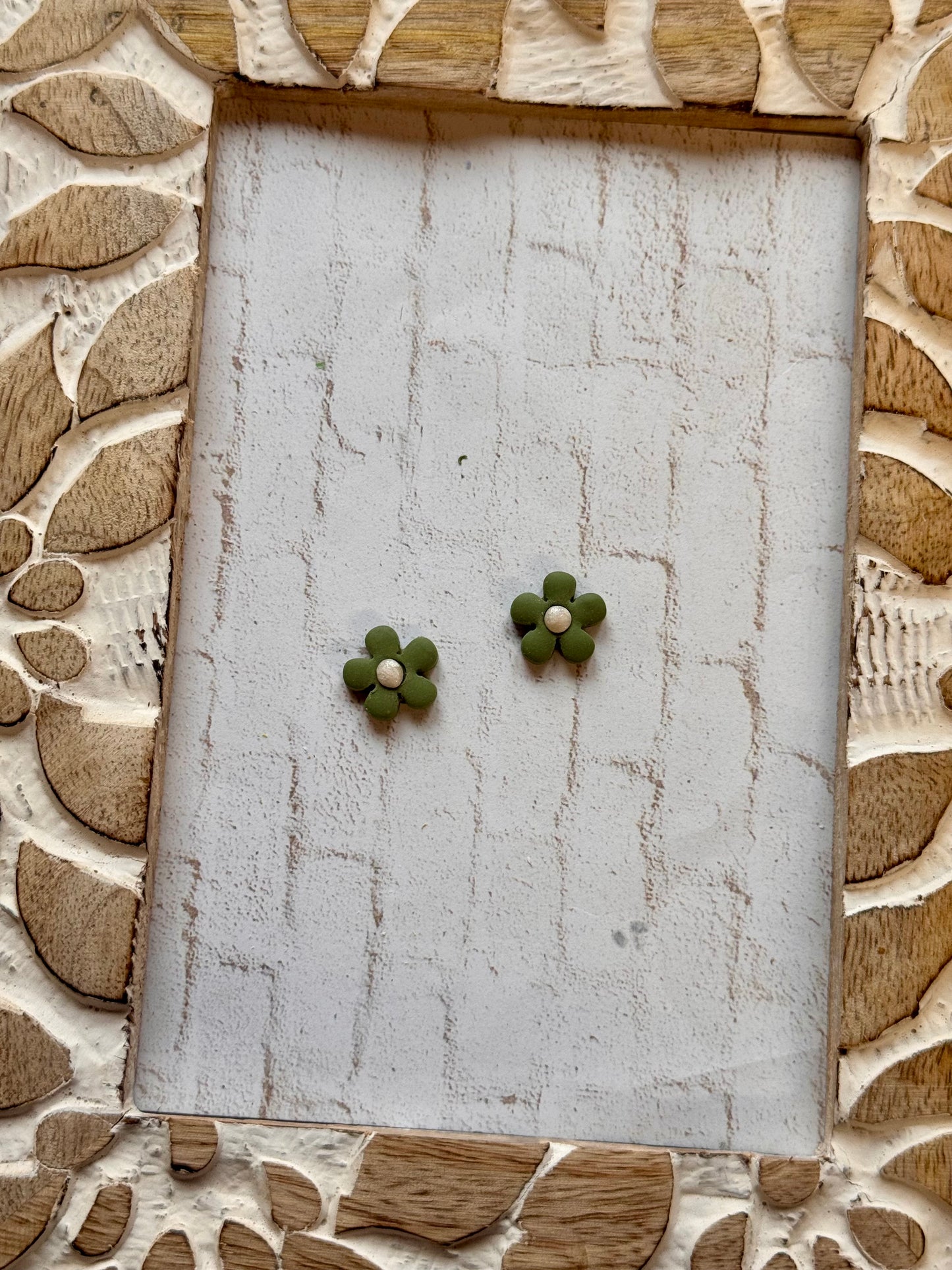 Green Flower Studs