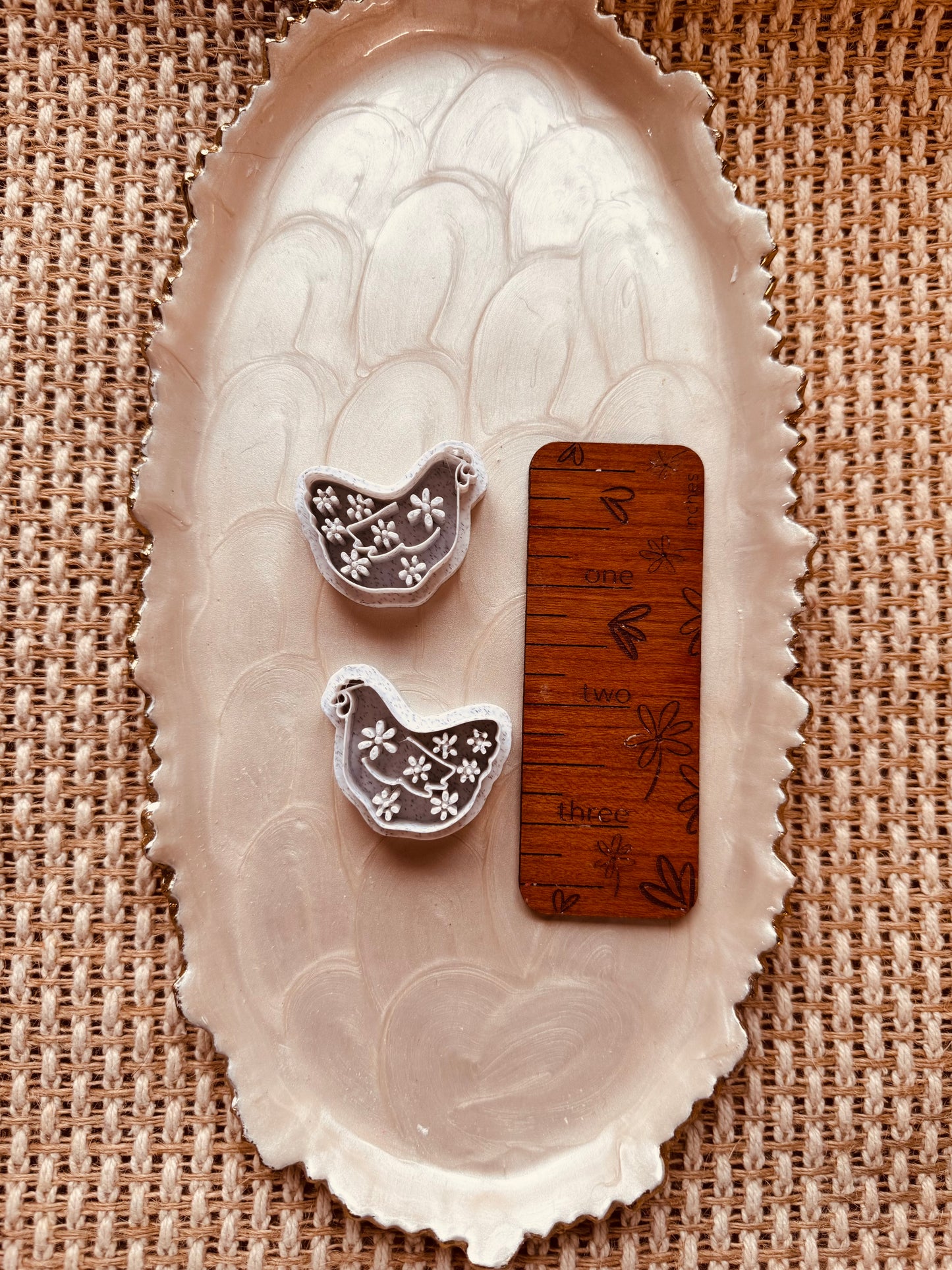 Floral Chicken Mirrored Clay Cutter Set