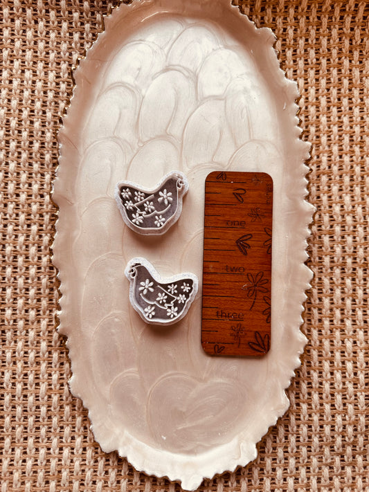 Floral Chicken Mirrored Clay Cutter Set