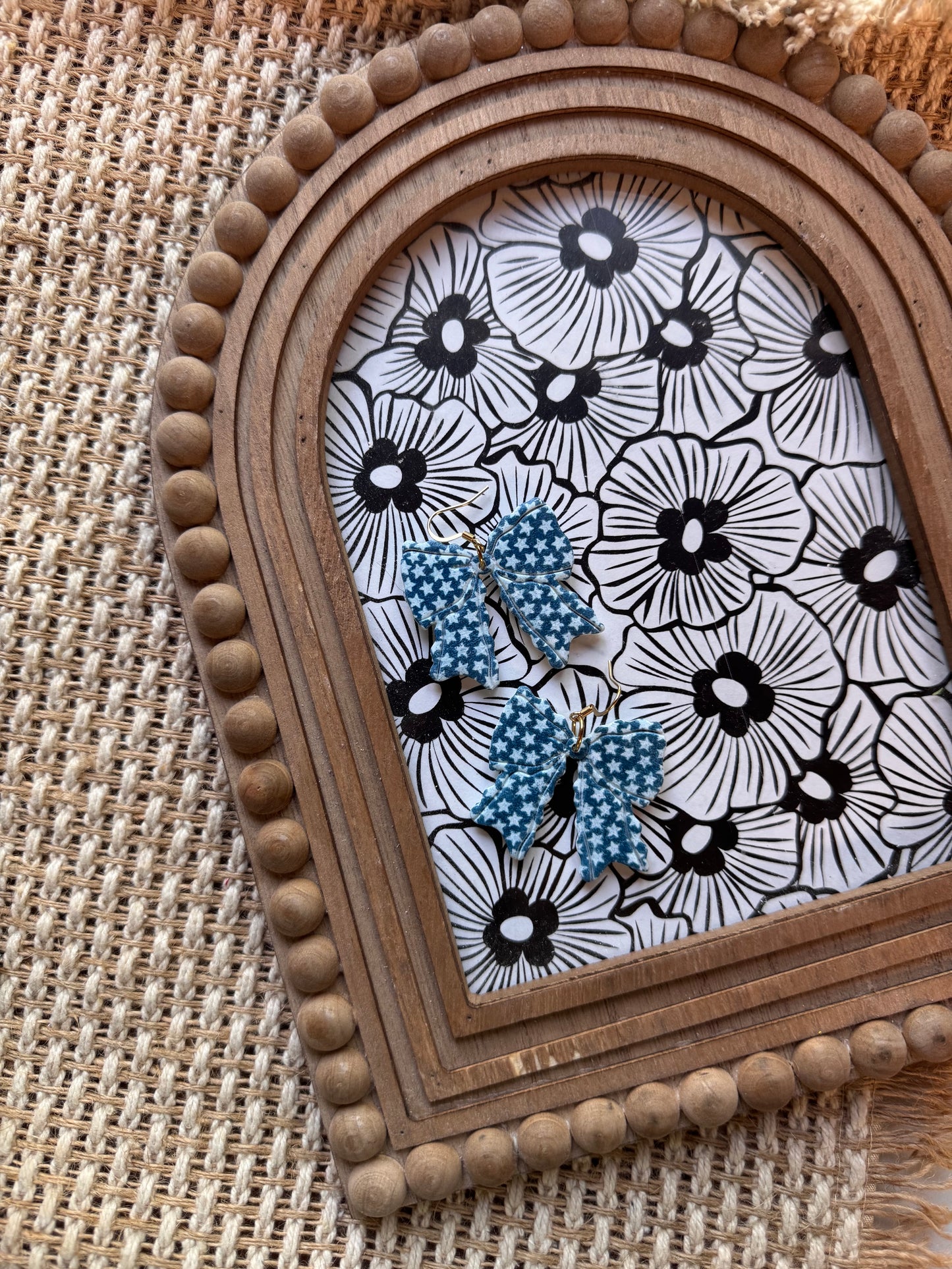 Blue and White Stars Ruffle Bows