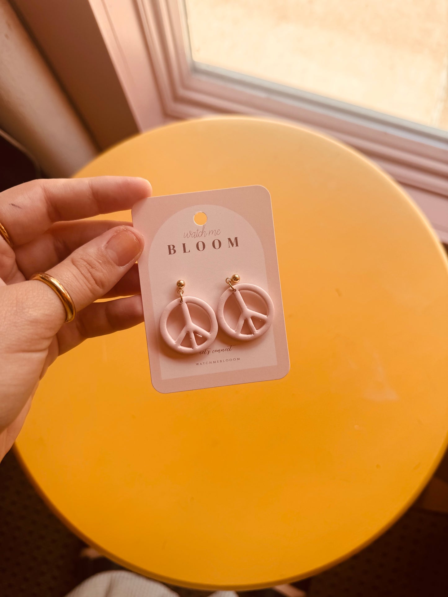 Simple Pink Peace Sign Dangles