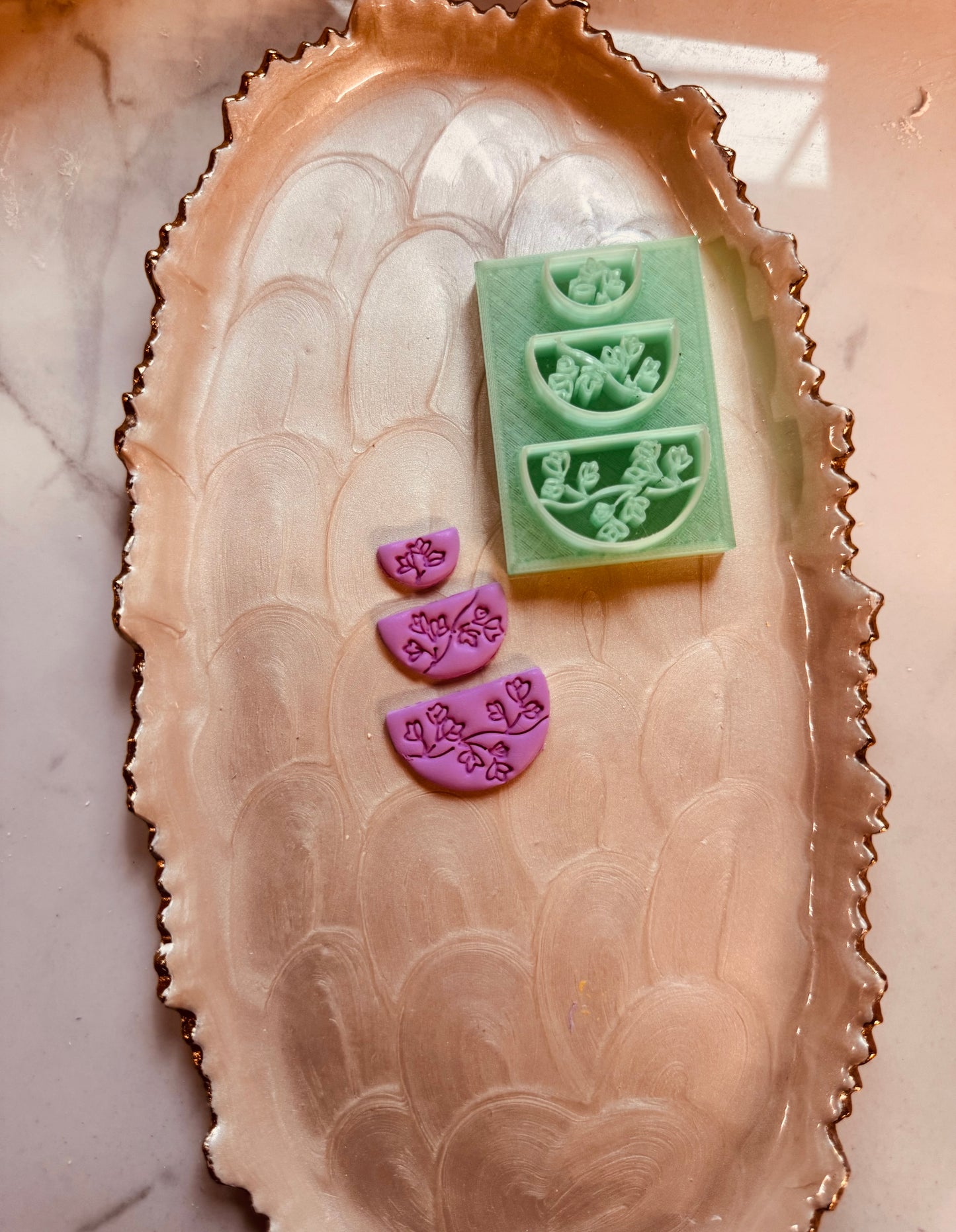 Floral Half Circle Set Clay Cutter