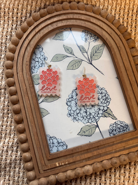 Pink Hearts Acrylic Postage Stamp