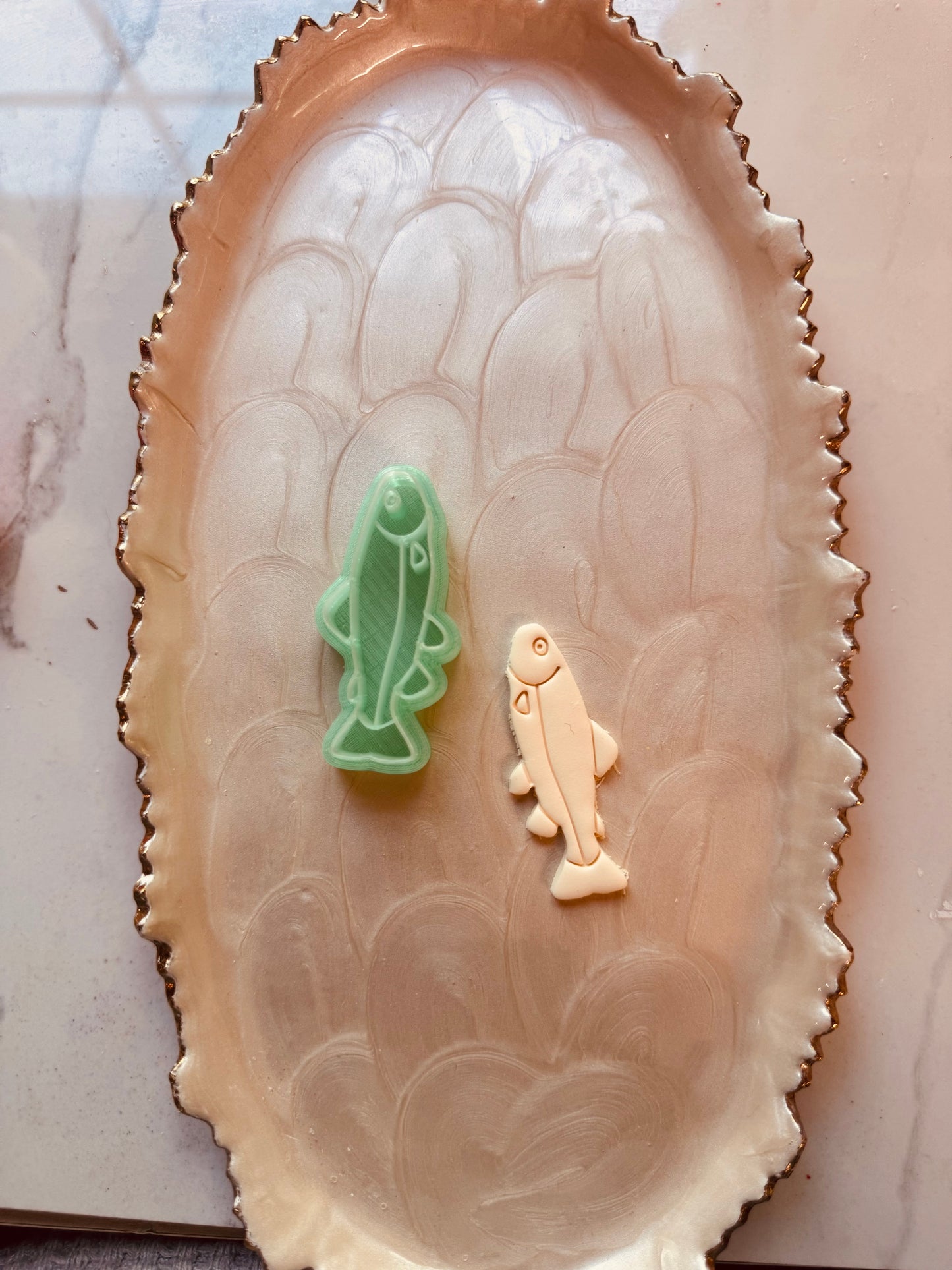 Large Rainbow Trout Mirrored Clay Cutter Set