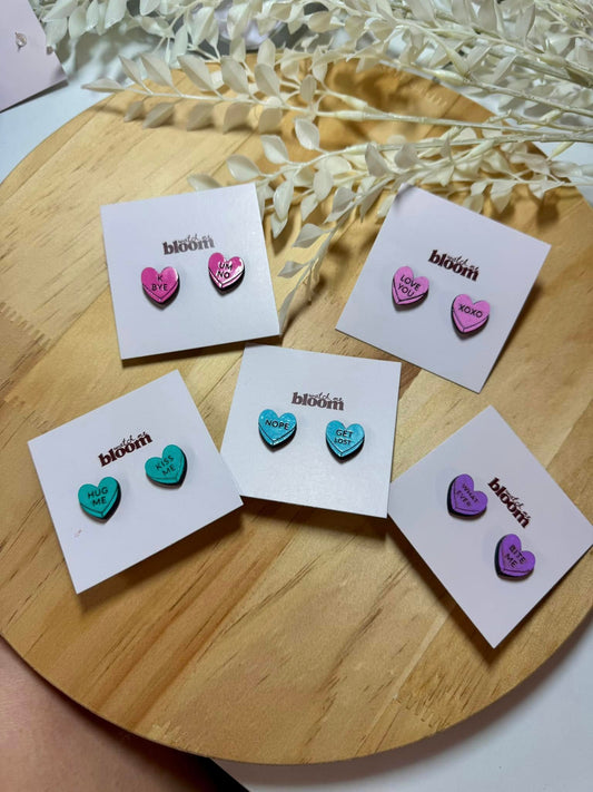 Wooden conversation heart studs