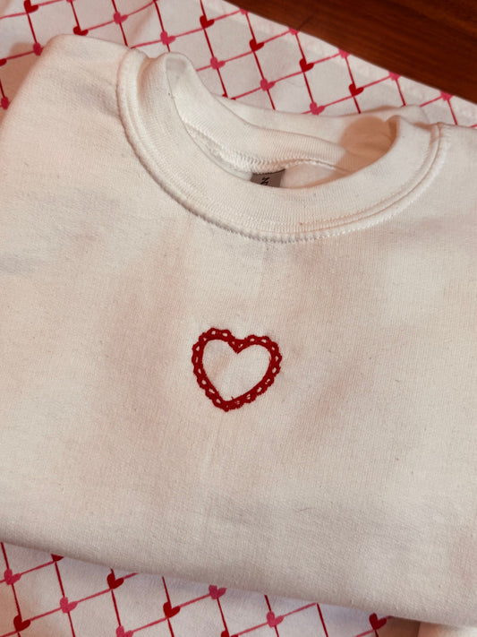 Ruffle Heart Embroidered Children’s Crewneck