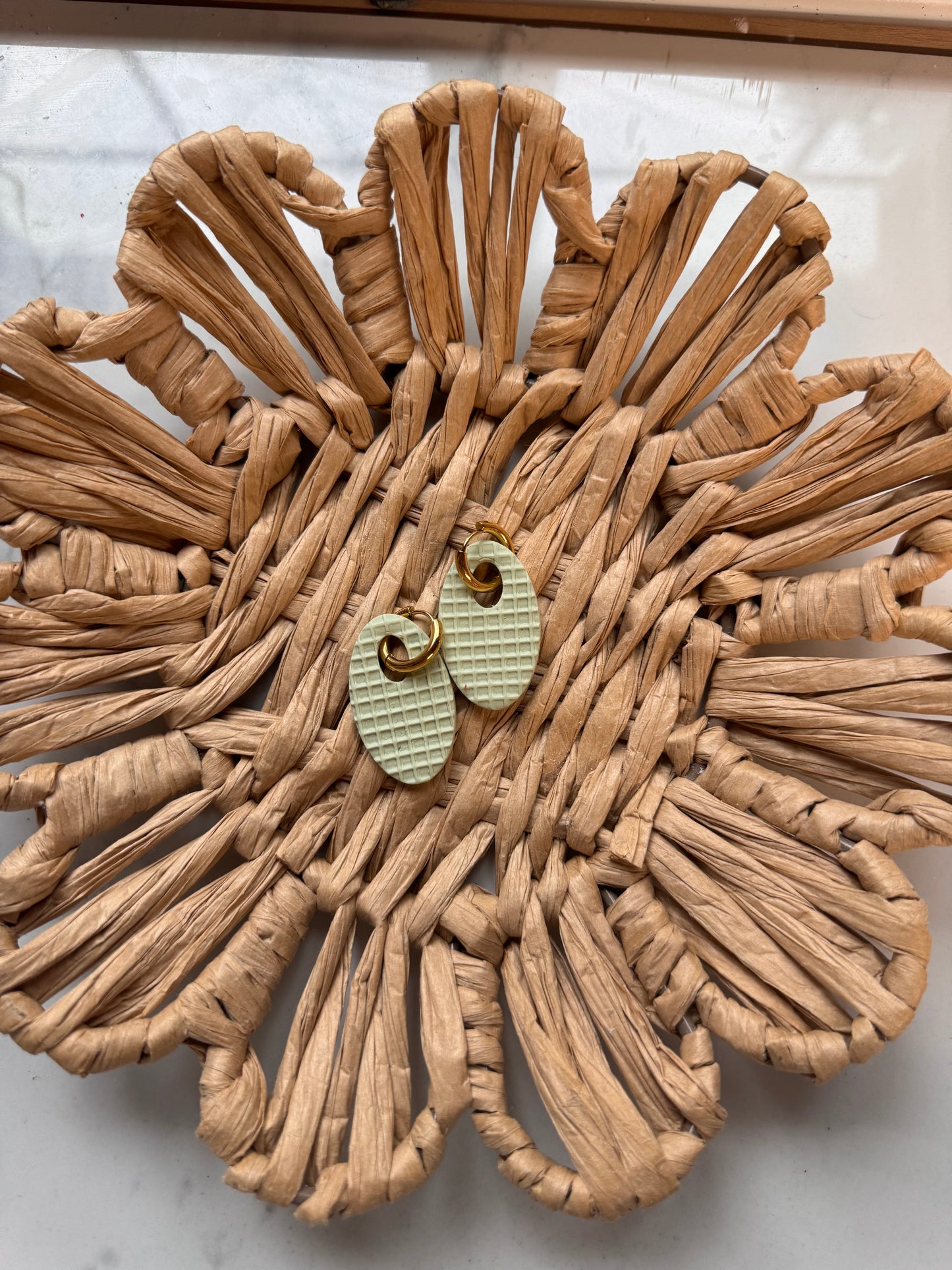 Sage green oval hoops