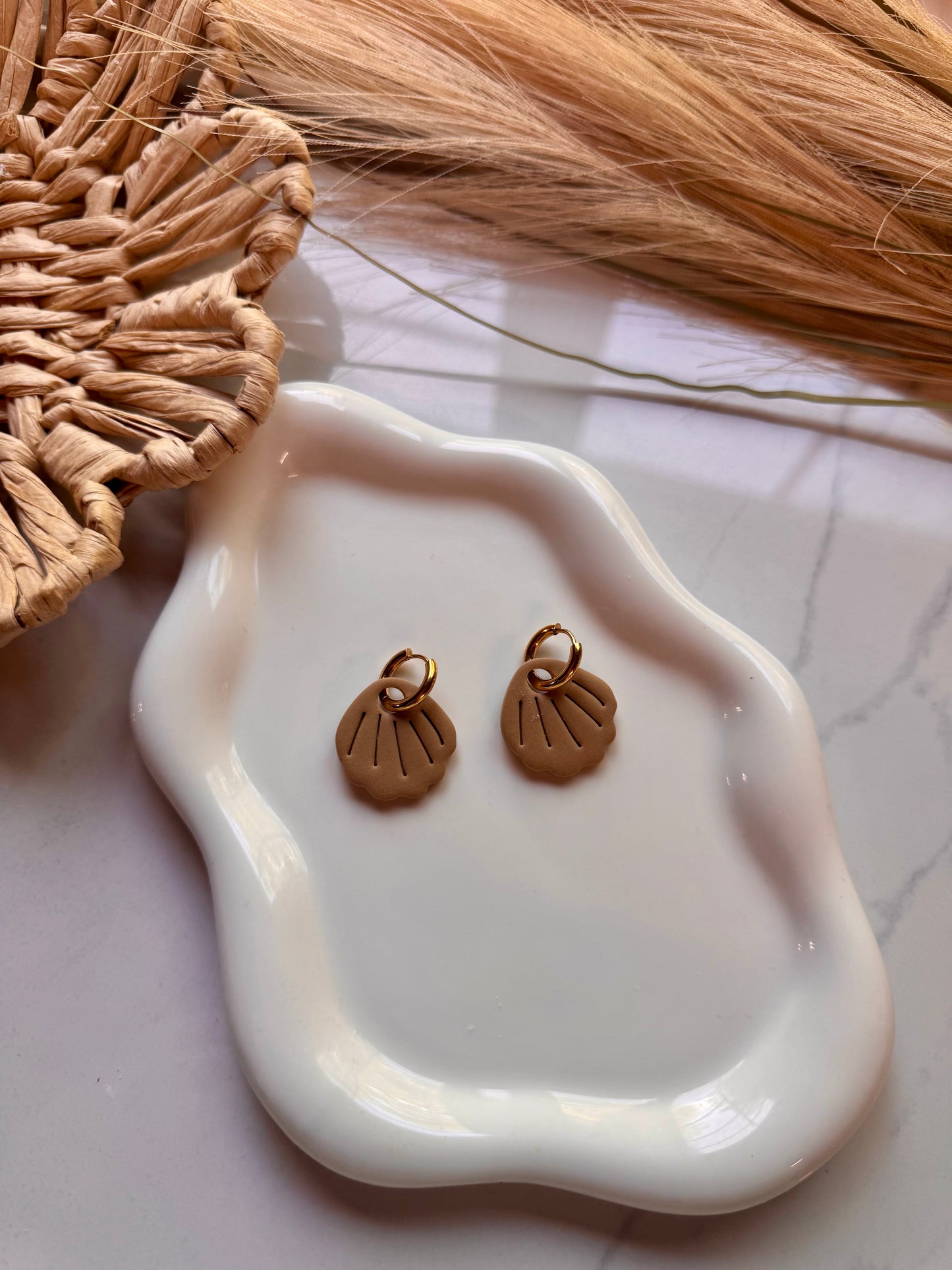 Boho clay shell Hoops