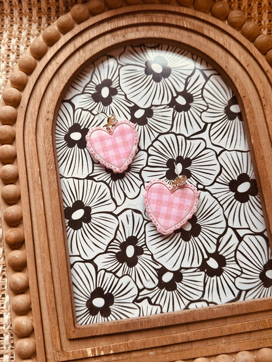 Pink Gingham Hearts