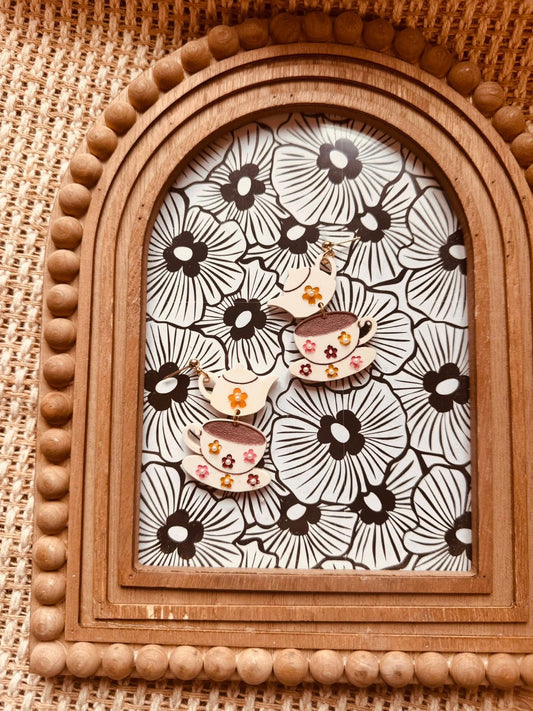 Floral Teacup Earrings