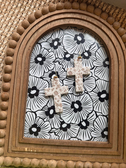 Floral Cross Earrings