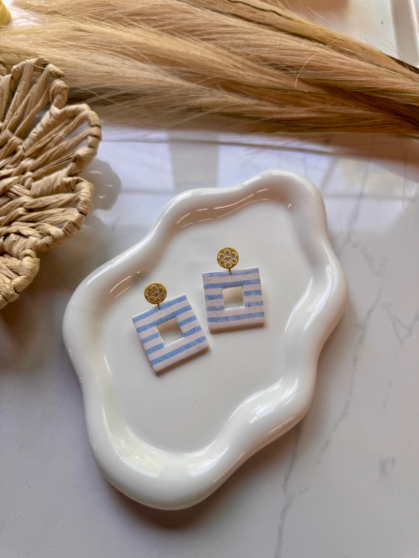 Blue Striped Squares