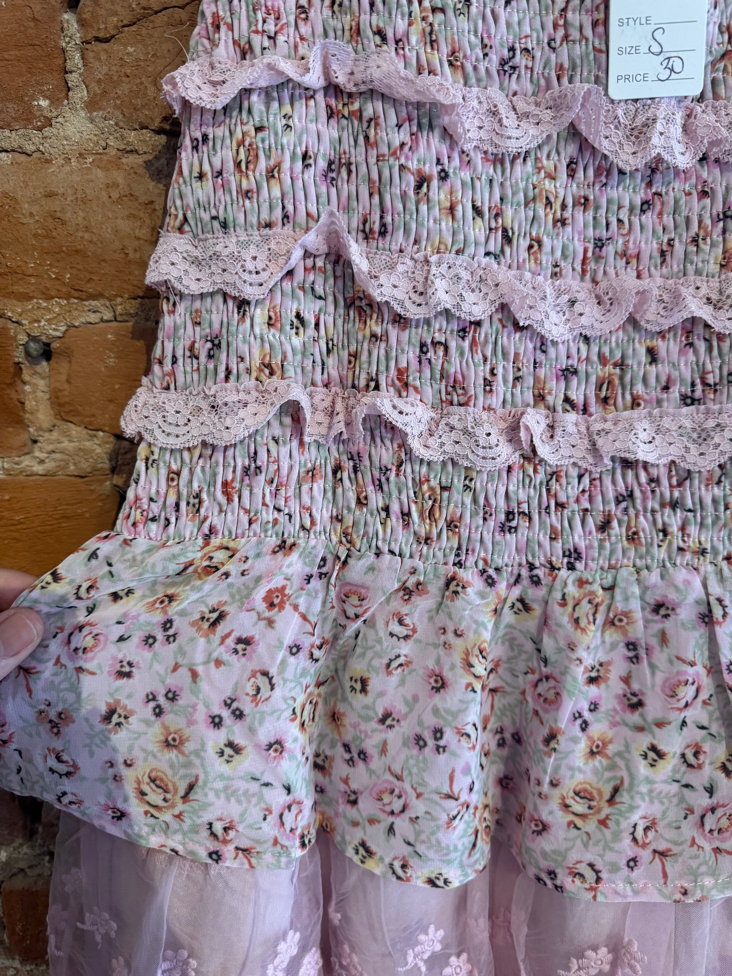 Pink Floral Midi Skirt