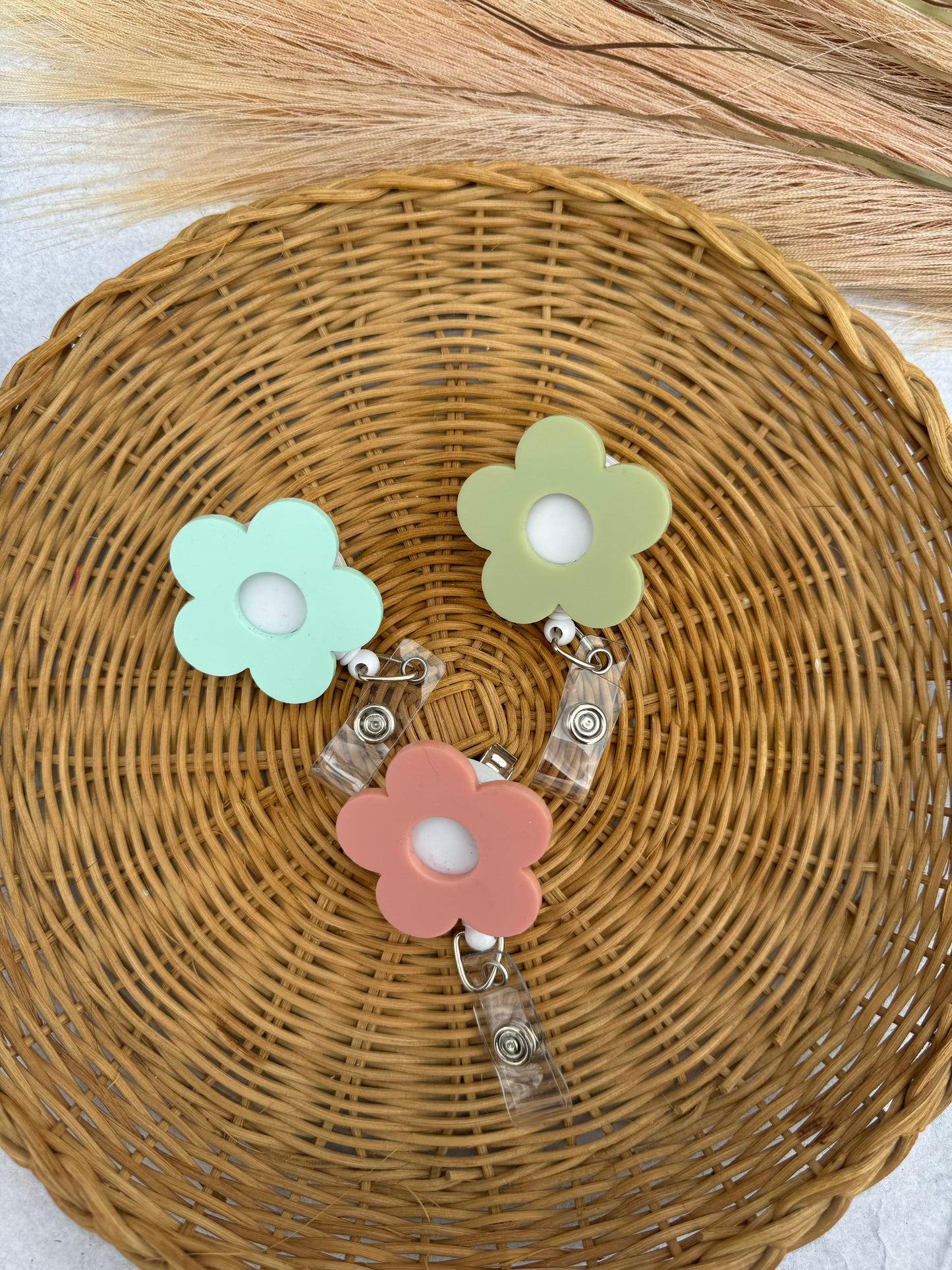 pastel floral badge reel