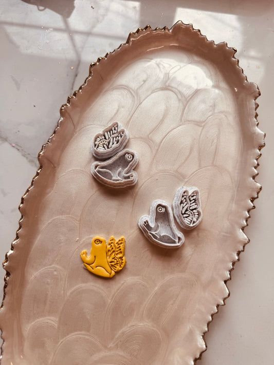 Frog with Monarch Wings Mirrored Clay Cutter Set
