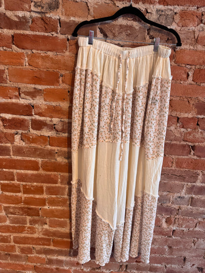 Cotton Floral Wide Leg Pants
