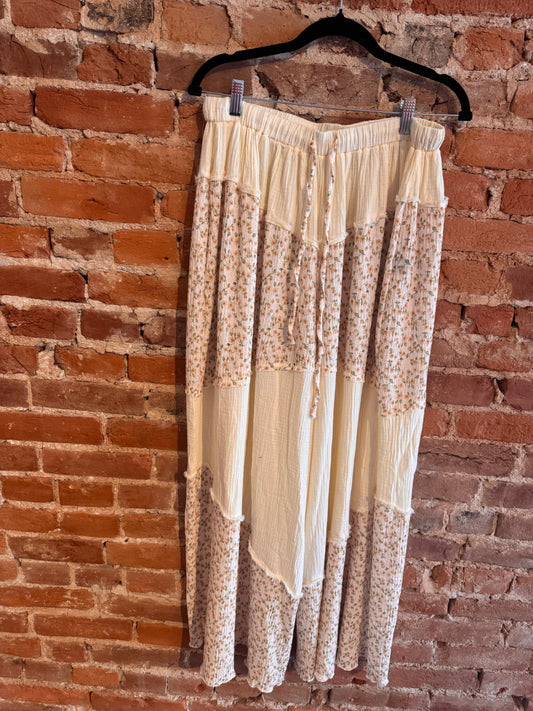 Cotton Floral Wide Leg Pants