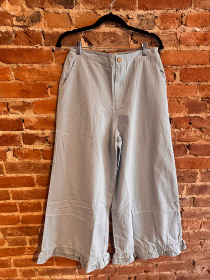 Light Blue Denim Ruffle Pants