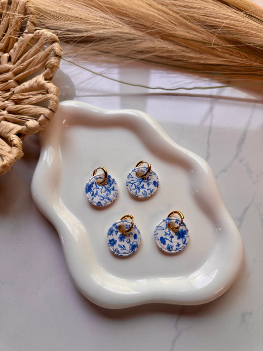 Blue Floral Hoops