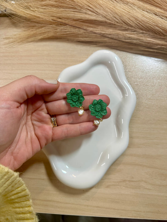 green flowers with pearls