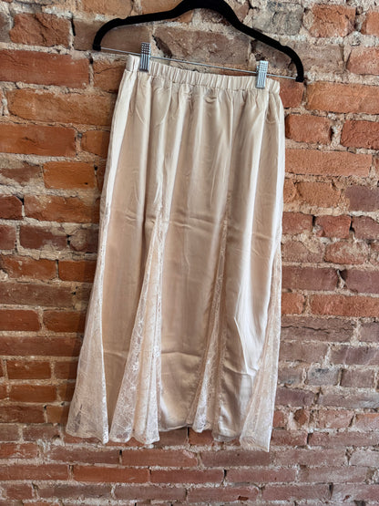 Satin Lace Maxi Skirt