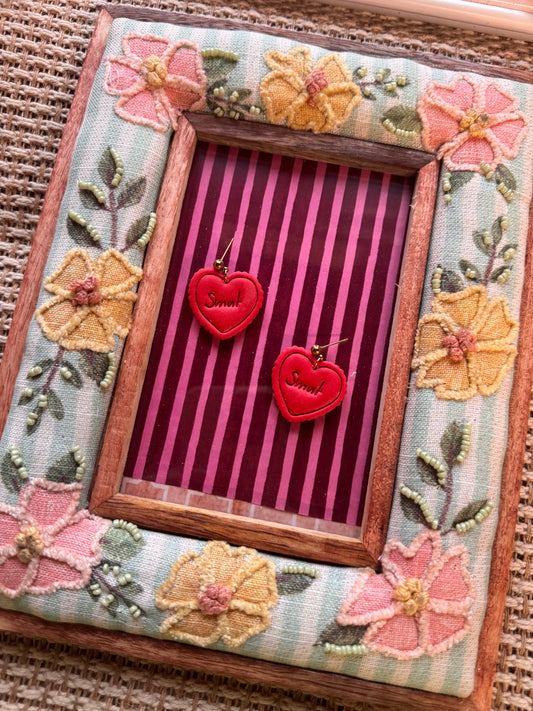 Red Smut Heart Earrings