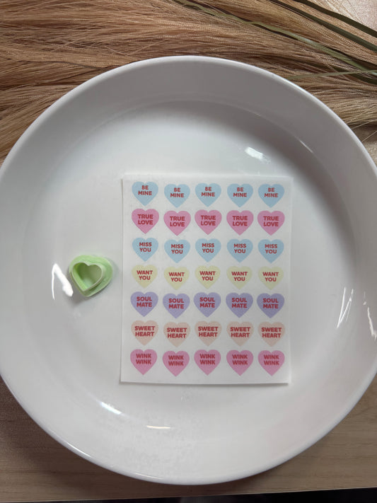 Clay Transfer Conversation Hearts Studs