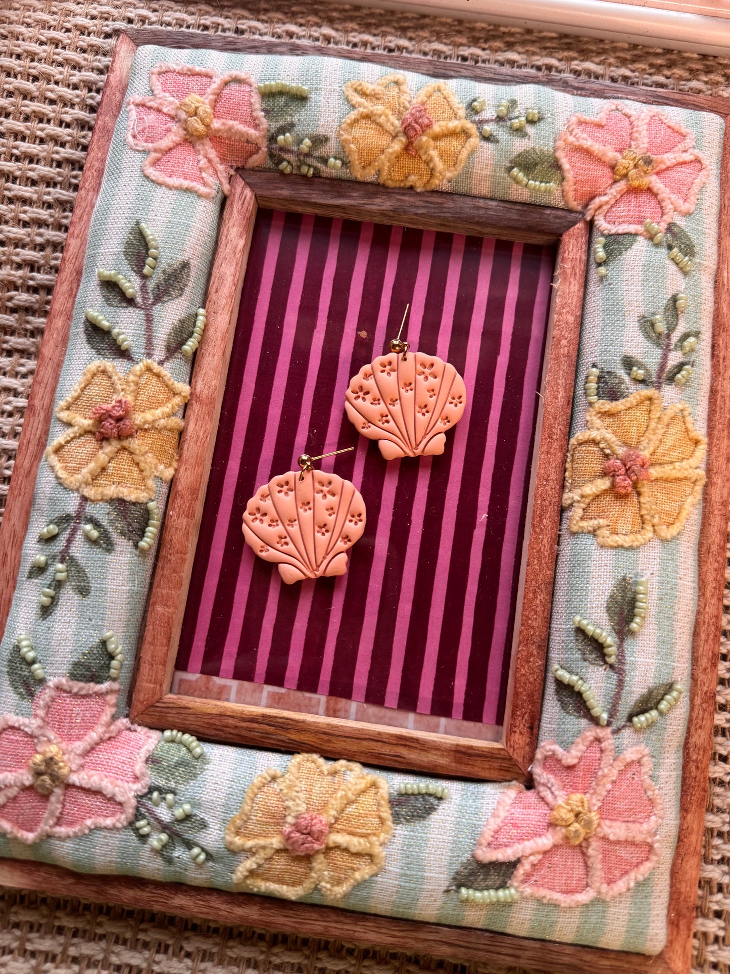 Peachy Floral Shell Earrings