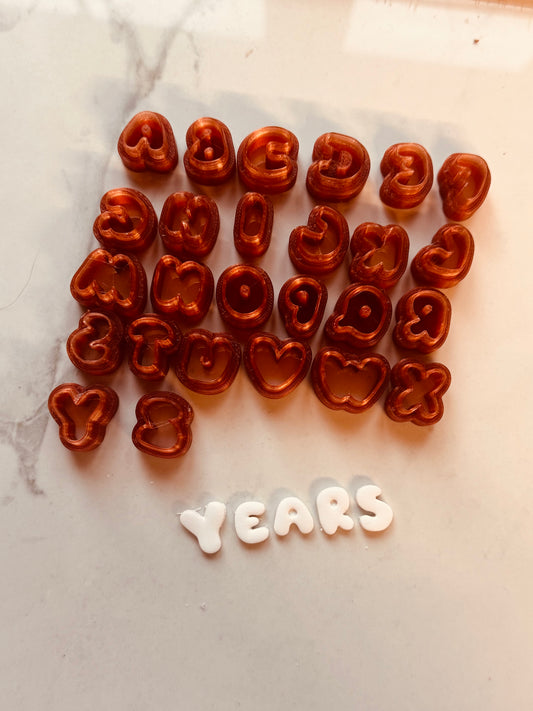 Bubble Letter Charm Clay Cutter Set