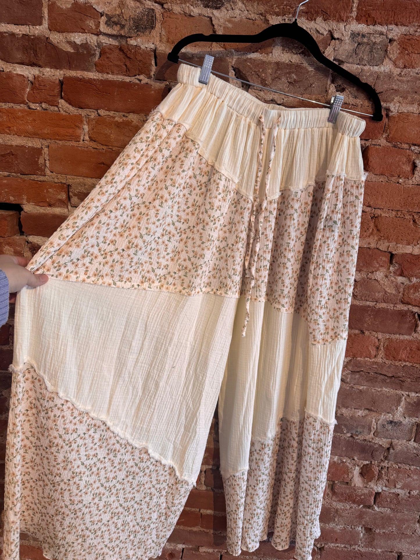 Cotton Floral Wide Leg Pants