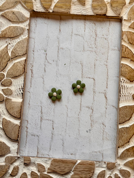 Green Flower Studs