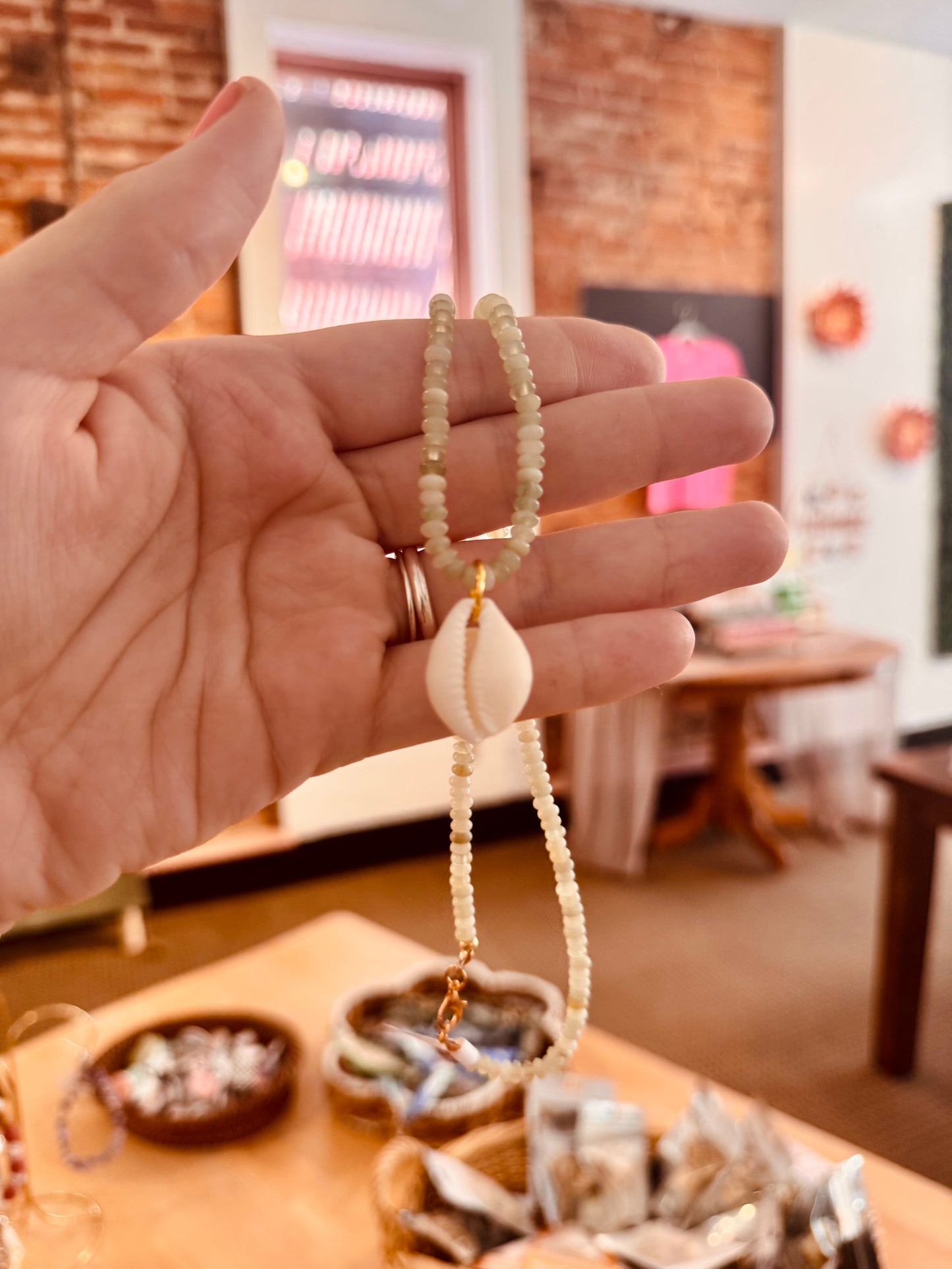 One of a Kind Beaded Real Shell Necklace