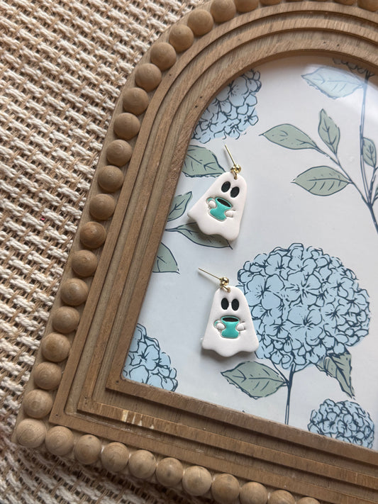 Ghosts Holding Coffee Cup Dangles