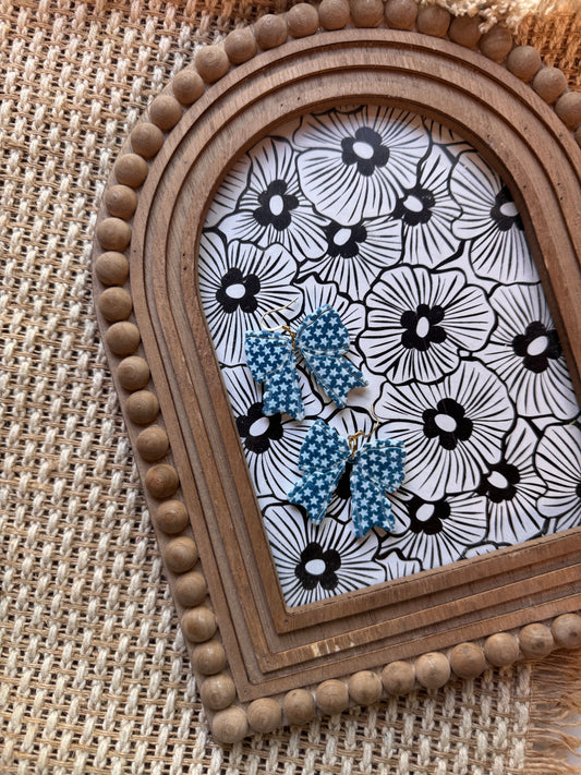Blue and White Stars Ruffle Bows